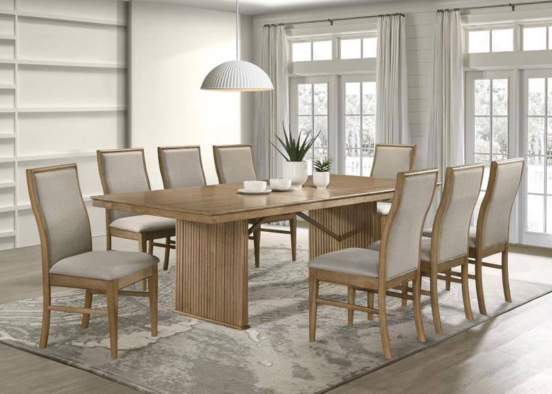 Adina Extension Dining Set Distressed Light Brown 9-piece
