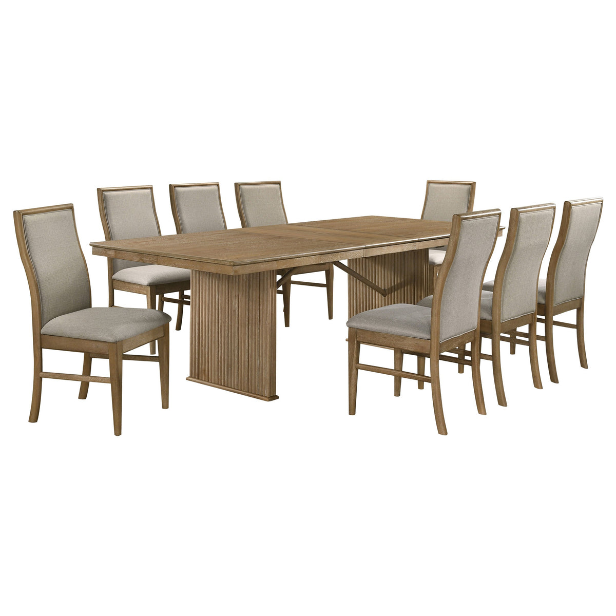 Adina Extension Dining Set Distressed Light Brown