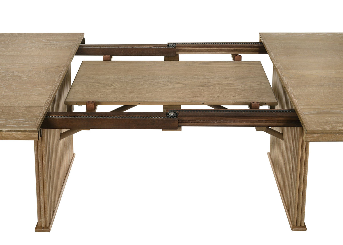 Adina Extension Dining Set Distressed Light Brown