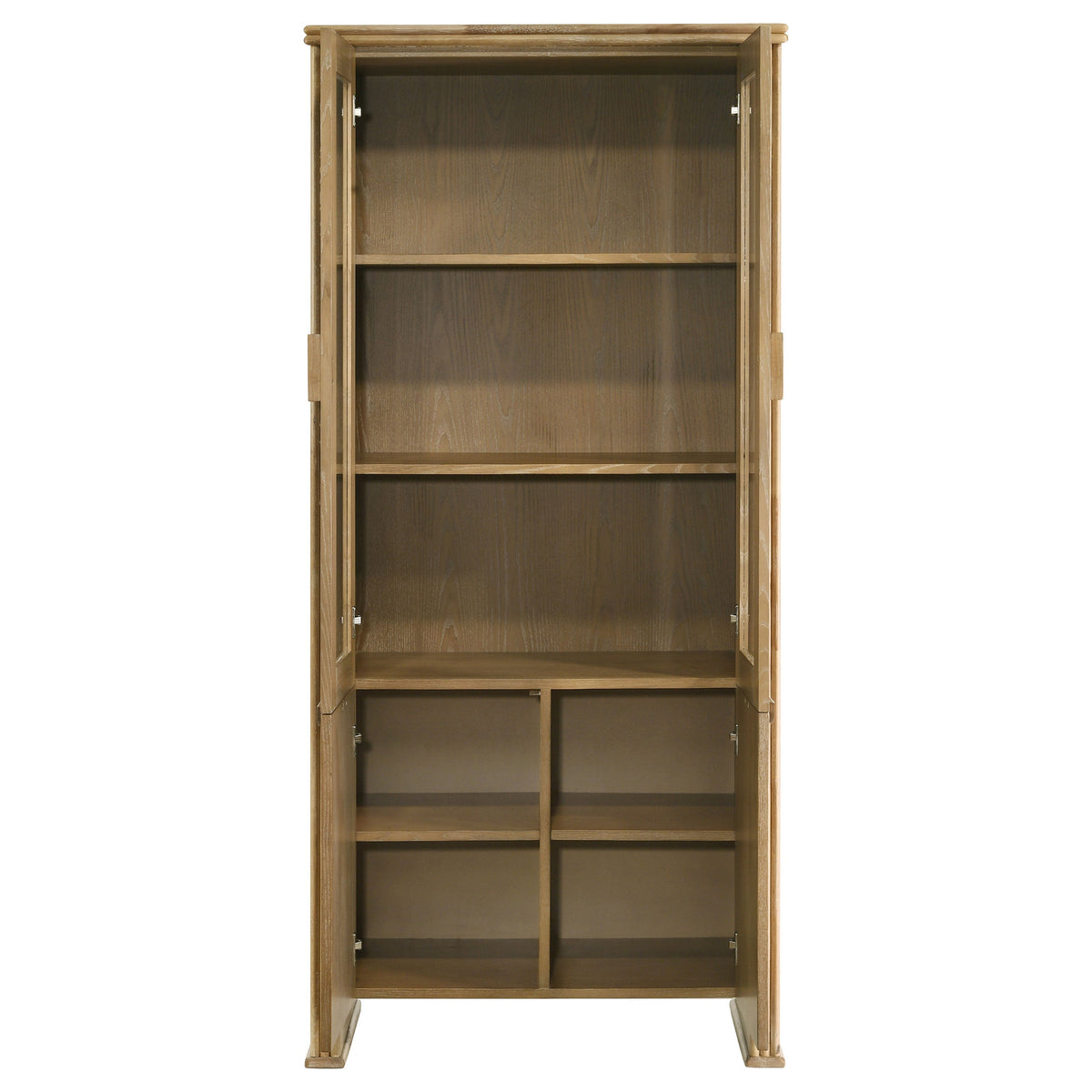 Adina 77-inch Tall Display Cabinet Distressed Light Brown