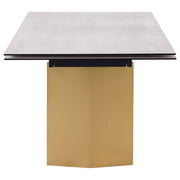 Vesa 97-inch Glass Top Extension Dining Table Beige