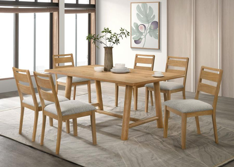 Duncan 7-piece Rectangular Wood Dining Table Set Washed Oak Default Title