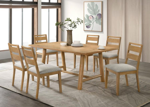 Duncan 7-piece Rectangular Wood Dining Table Set Washed Oak Default Title