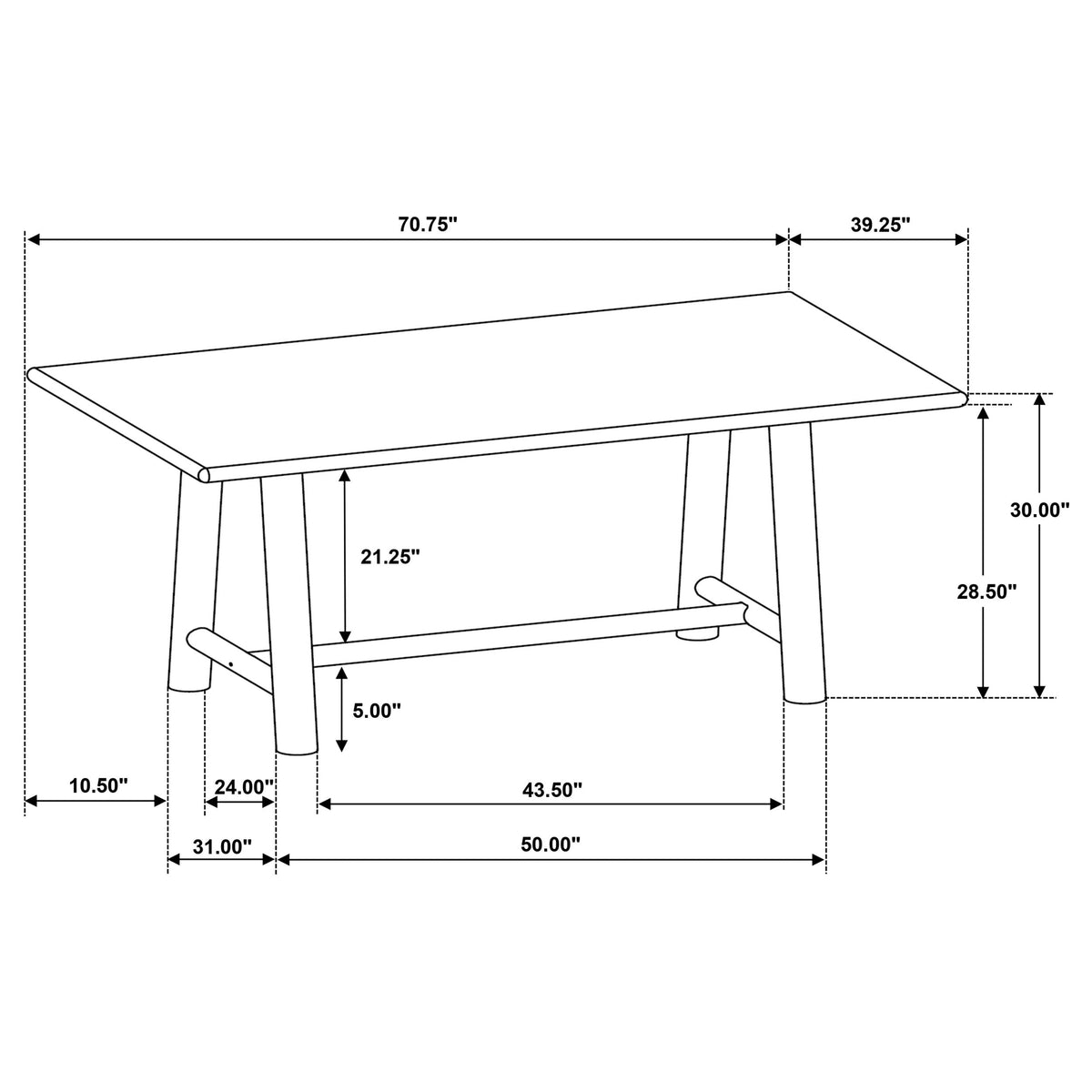 Duncan 71-inch Rectangular Wood Dining Room Table Washed Oak