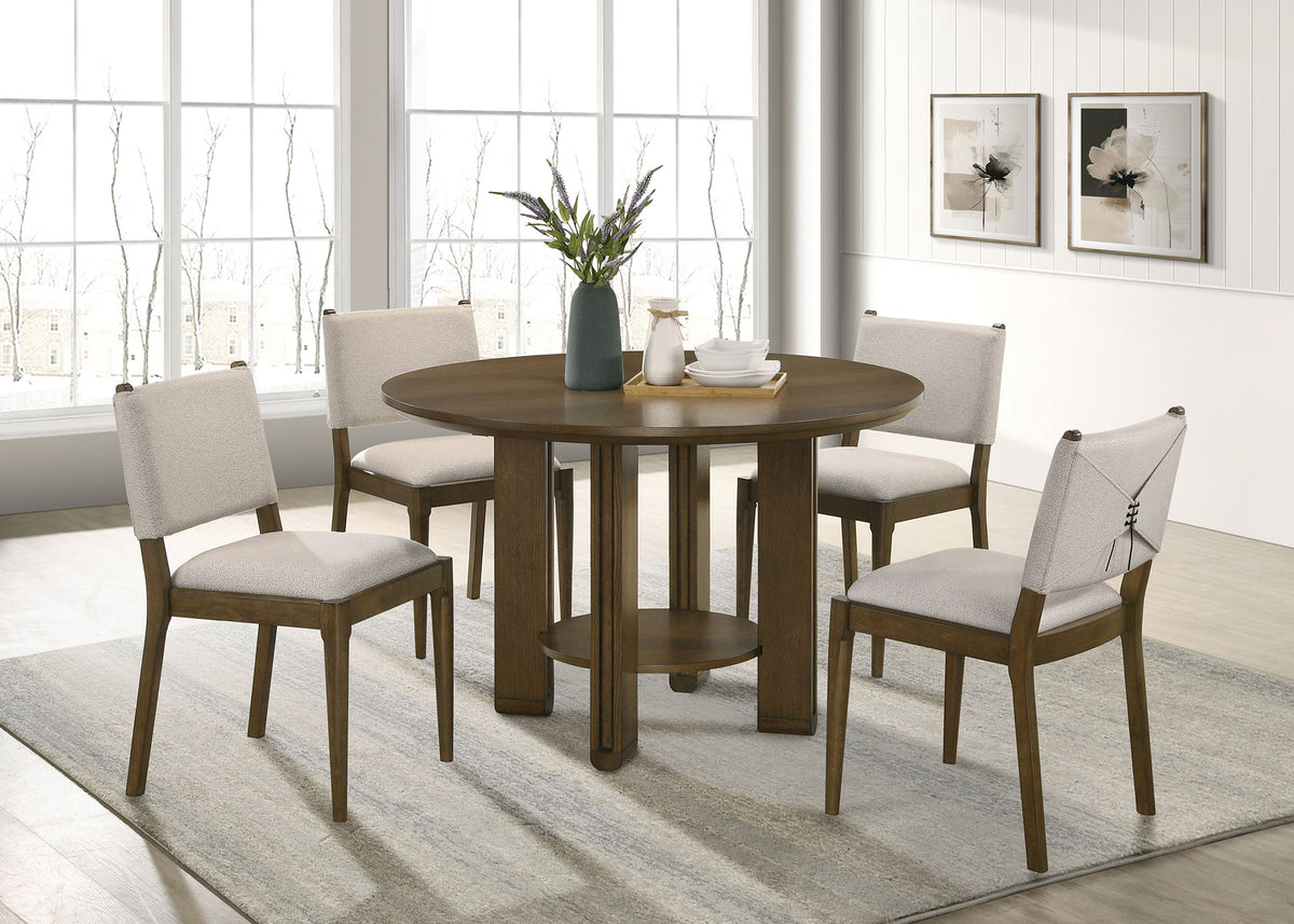 Ottowa Round Wood Dining Room Table Set Brown