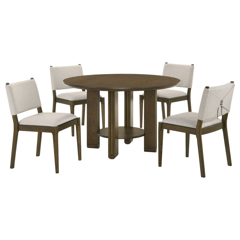 Ottowa Round Wood Dining Room Table Set Brown