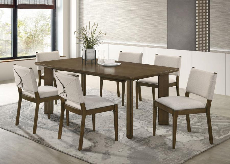 Ottowa Round Wood Dining Room Table Set Brown 7-piece