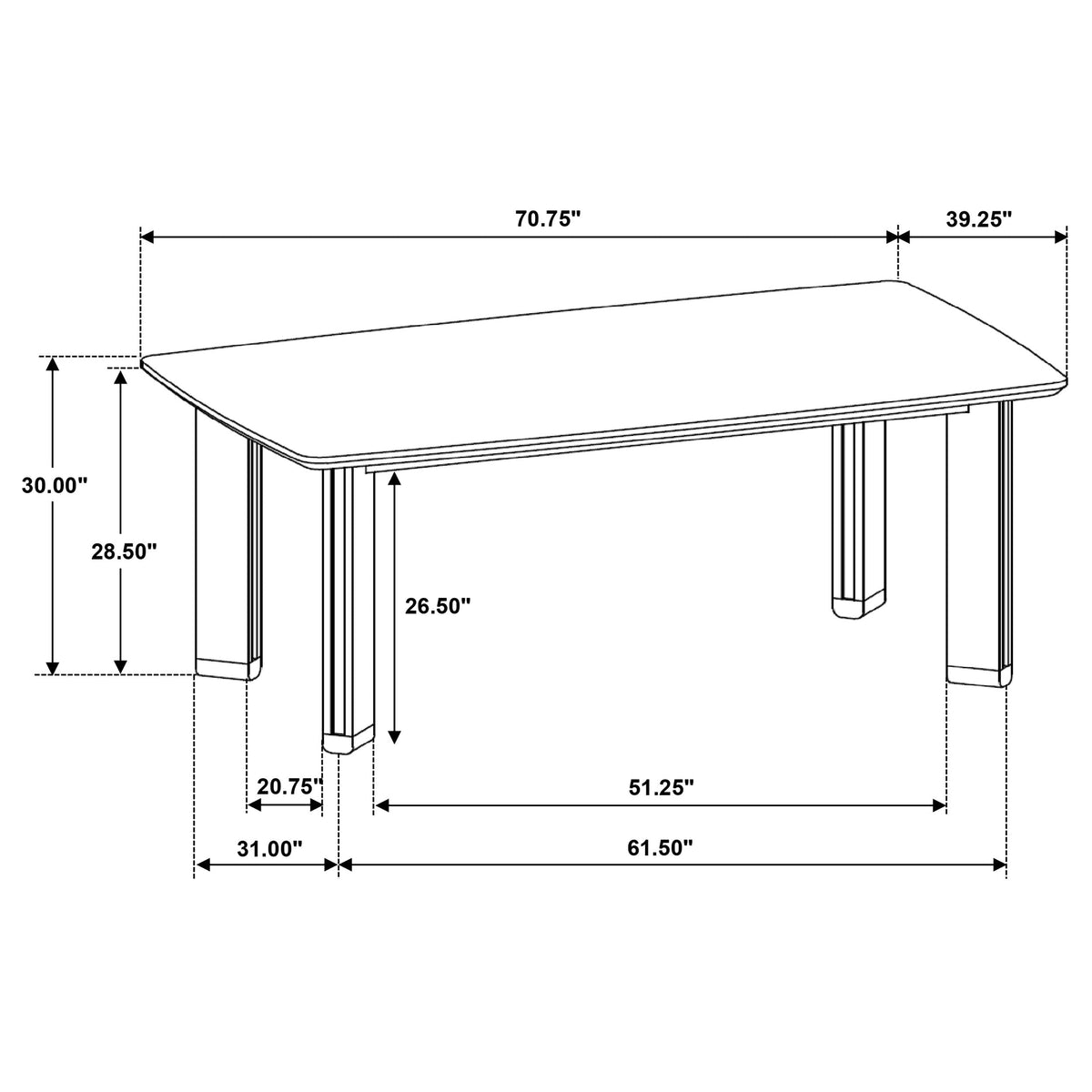 Ottowa 71-inch Rectangular Wood Dining Table Brown