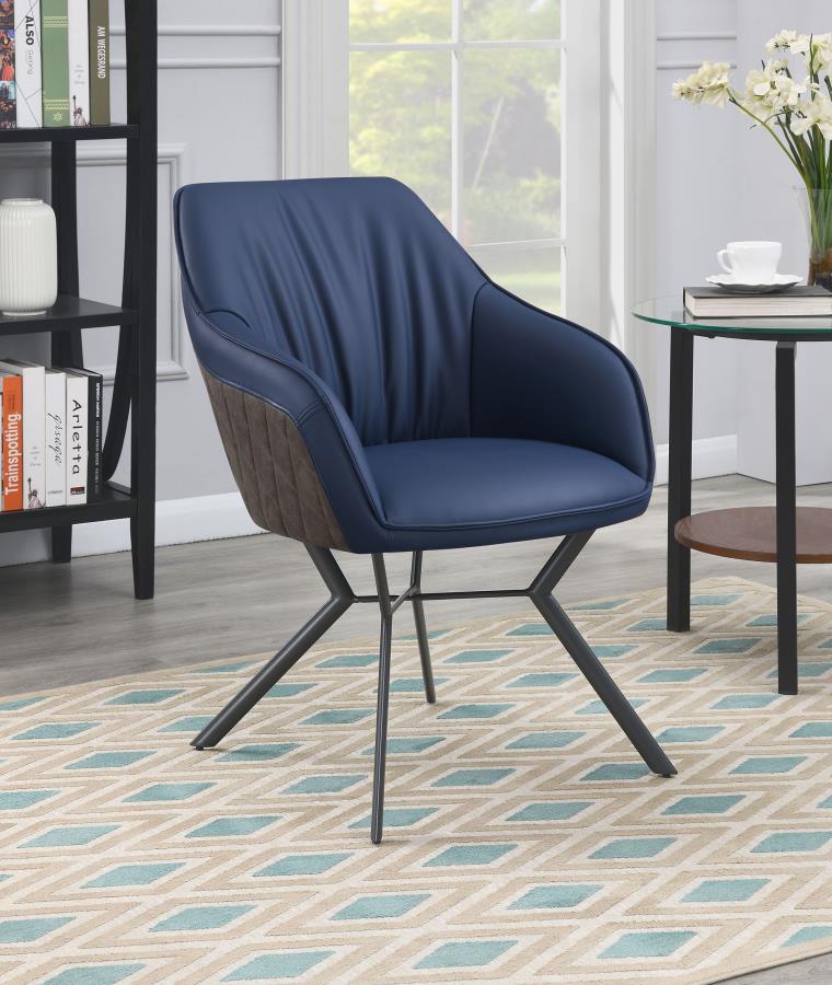 Mayer Upholstered Dining Arm Chair Blue and Brown (Set of 2) Default Title