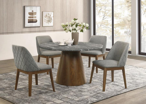 Franklin 5-piece Round Dining Table Set Grey and Dark Oak Default Title