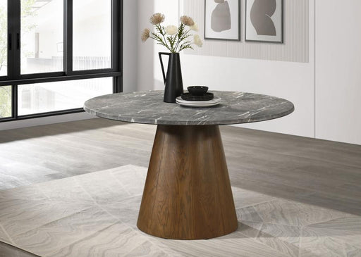 Franklin 50-inch Round Dining Table Grey and Dark Oak Default Title