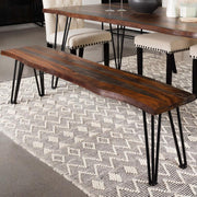 Neve Live Edge Wood Dining Bench Hairpin Legs Grey Sheesham Default Title