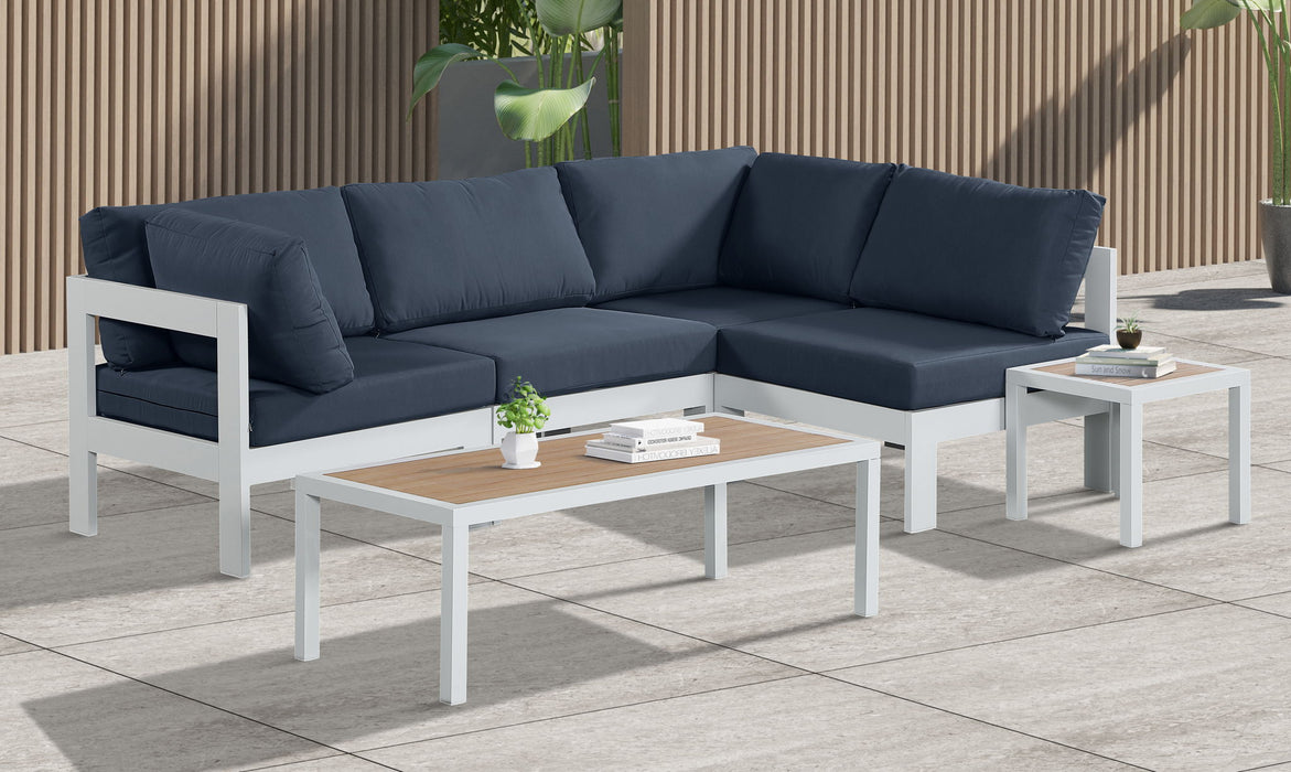 Nizuc - Outdoor Patio 4 Piece Modular Sectional With White Frame