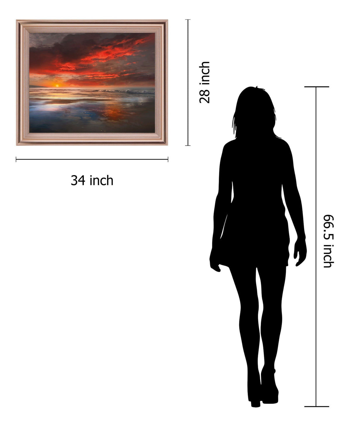 Fiery Dusk Reflection - 28" x 34" Framed Wall Art - Orange
