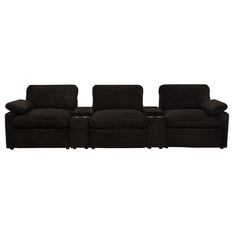 Collins 5-Piece Power Reclining Home Theater Seating Chocolate Brown