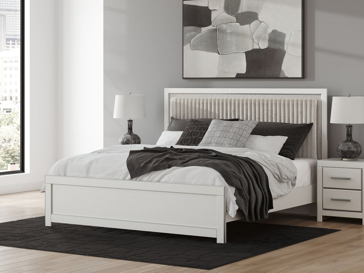 Zuraleus - Upholstered Panel Platform Bed With Roll Slats