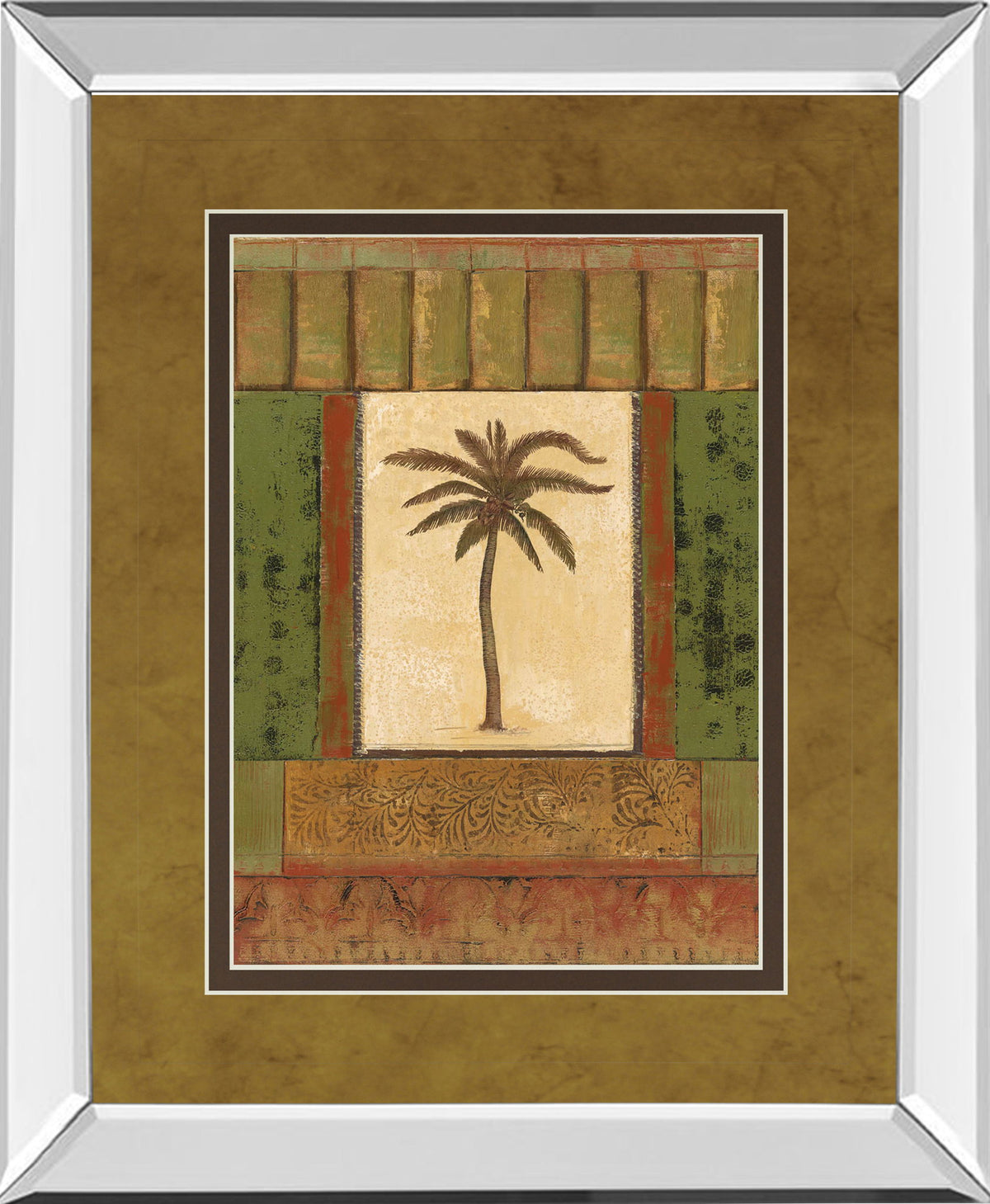 Classic Palm I By Rebecca Burton - Mirror Framed Print Wall Art - Light Brown