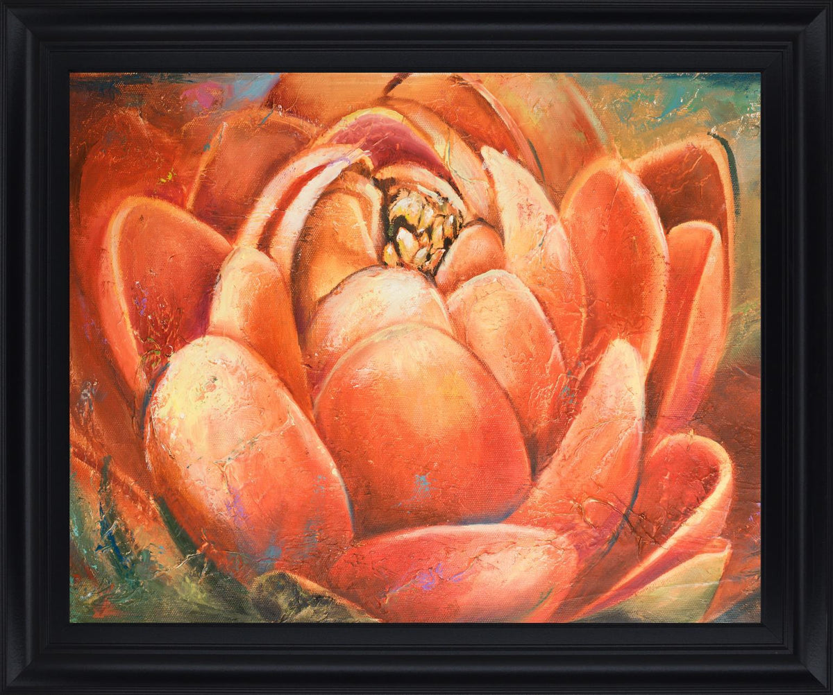 Saffron Petal Radiance - 28" x 34" Framed Wall Art - Orange