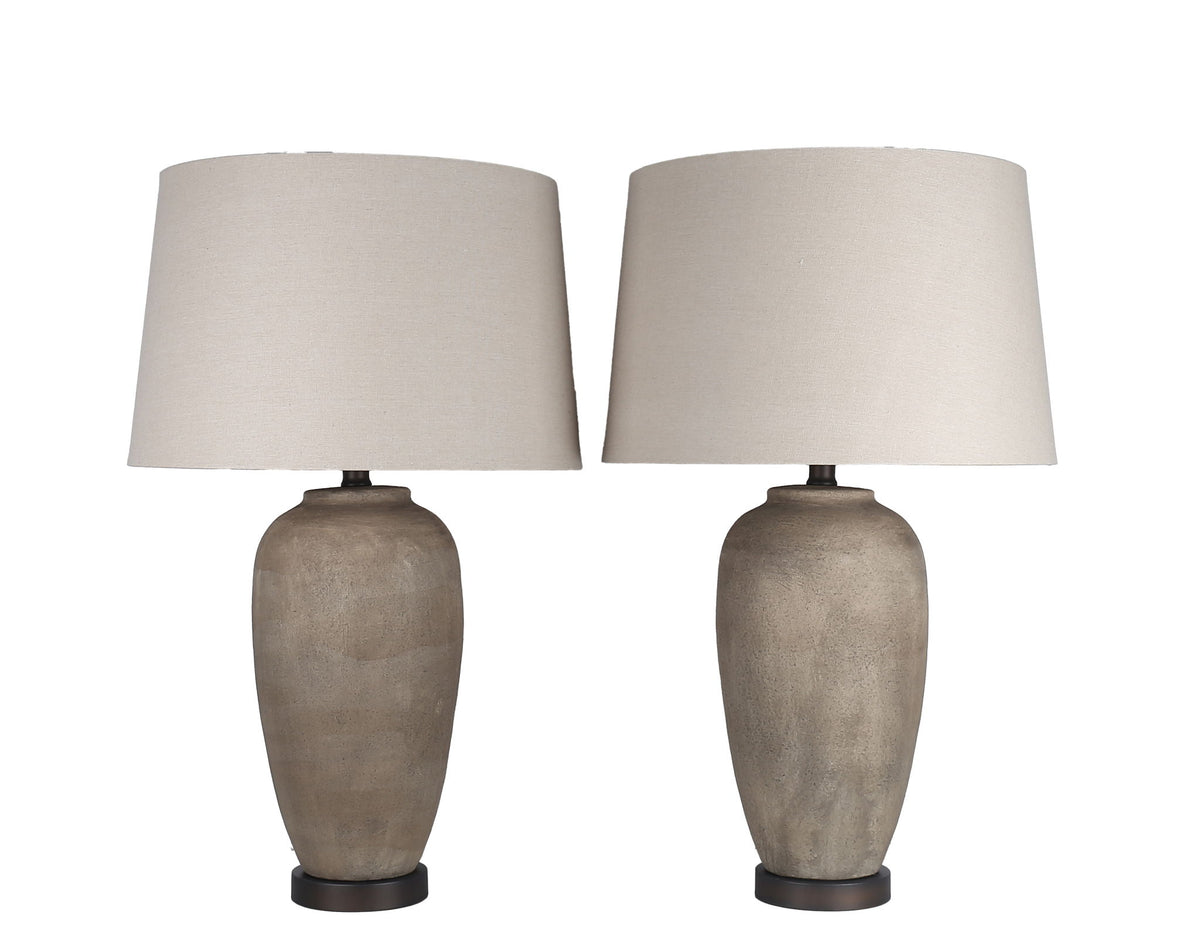 Earthen Elegance Ceramic & Metal Table Lamp (Set of 2) - Earthen / Oil Bronze