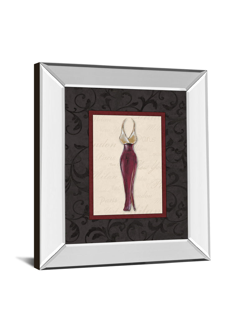 Fashion Dress Il By Susan Osbourne Mirror Framed Print Wall Art - Dark Gray