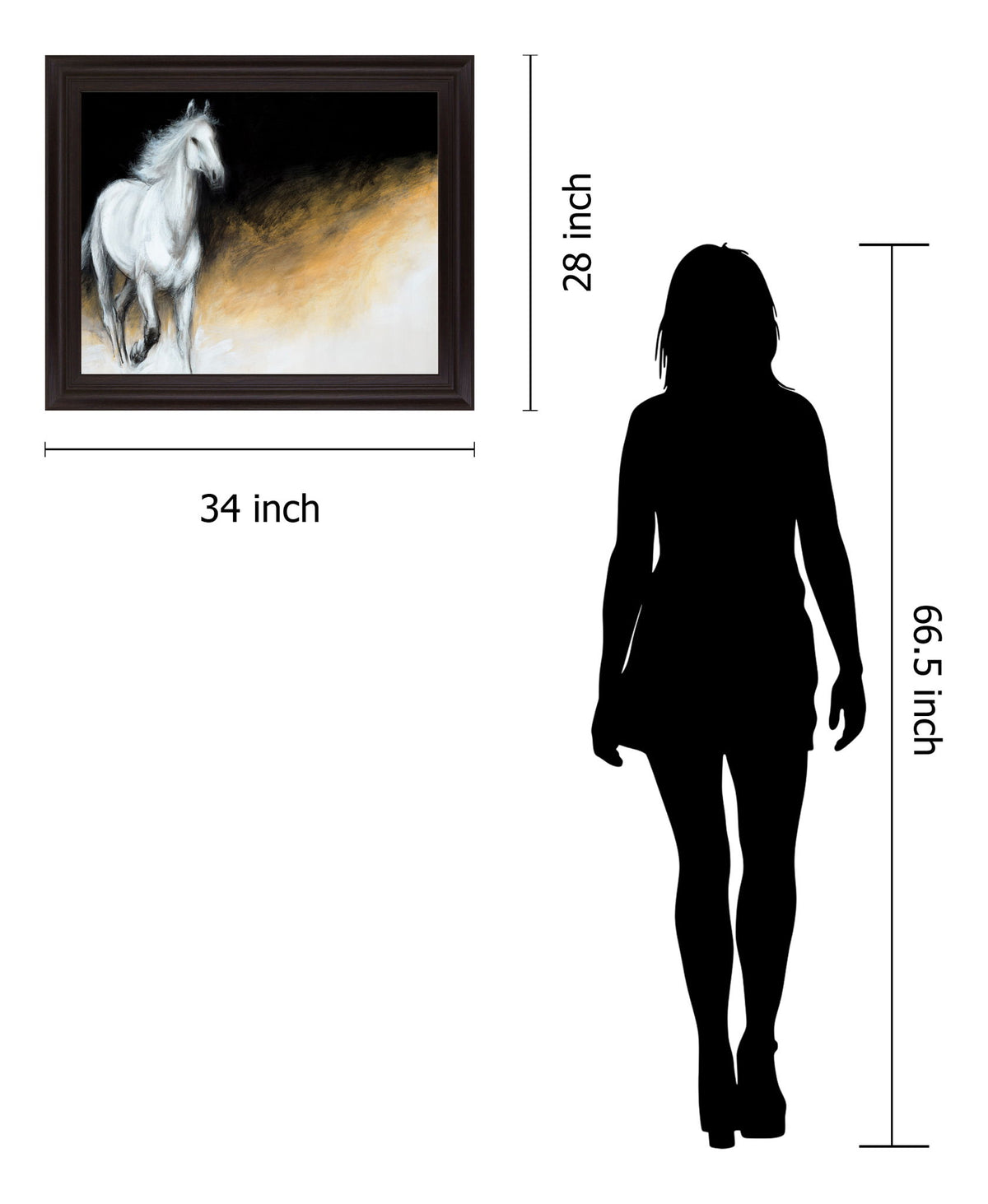 Wild Ember Stallion - 28" x 34" Framed Wall Art - Black