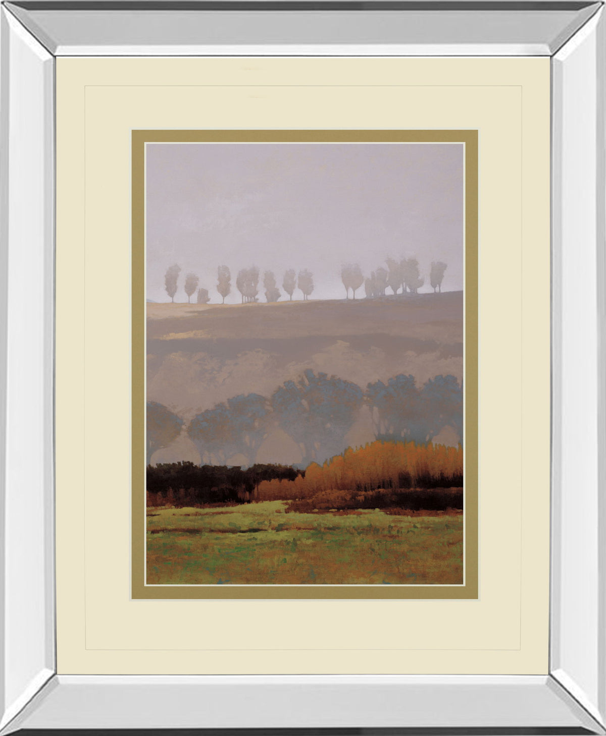 Trees Above The River By M. Bohne - Mirror Framed Print Wall Art - Light Brown
