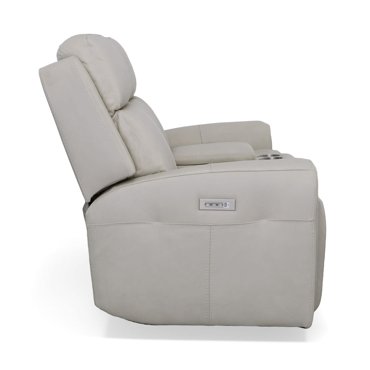 Flexsteel Barnett Power Reclining Loveseat with Console, Power Headrests & Lumbar
