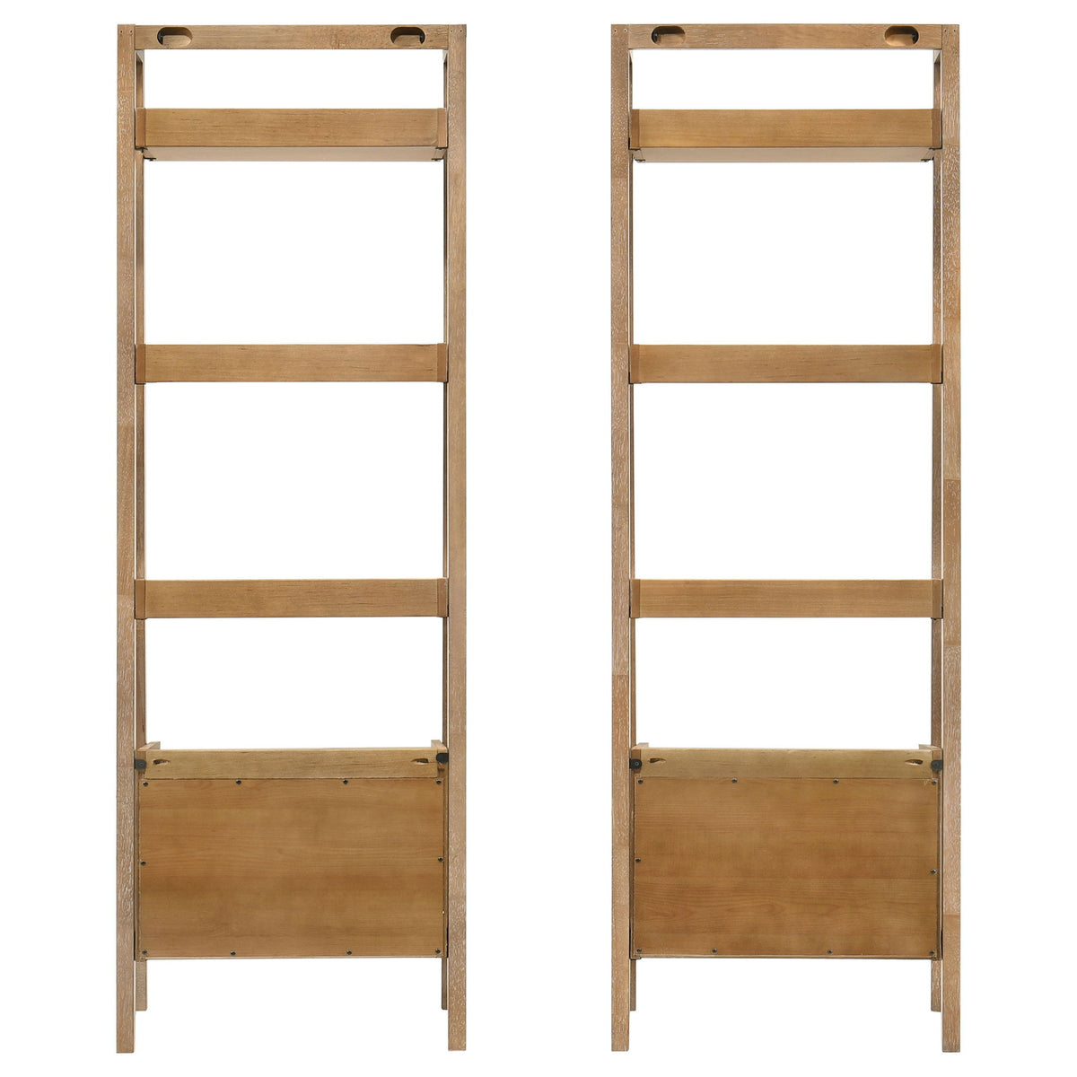 Fabian 2-piece 3-shelf Bookshelf with Drawer Distressed Light Brown