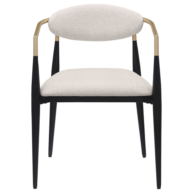 Bradbury Fabric Upholstered Dining Arm Chair Beige (Set of 2)