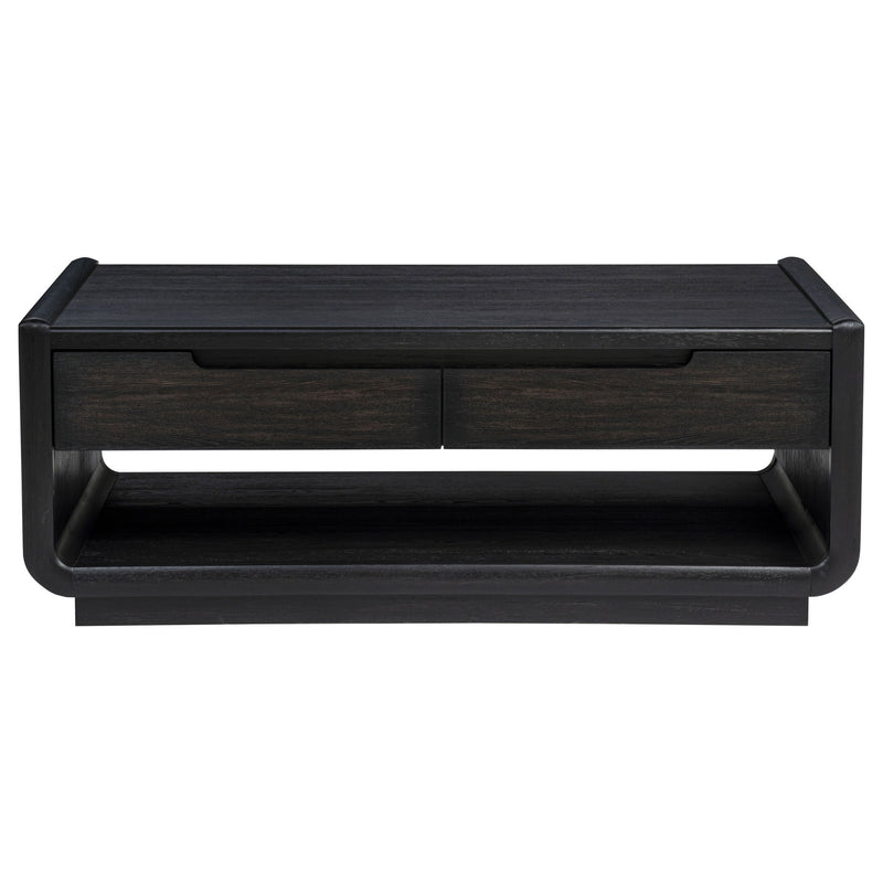 Leandro 2-drawer Wood Cocktail Coffee Table Burnished Black