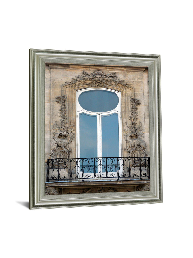 Ornate Balcony Gaze - 28" x 34" Framed Wall Art - Gray