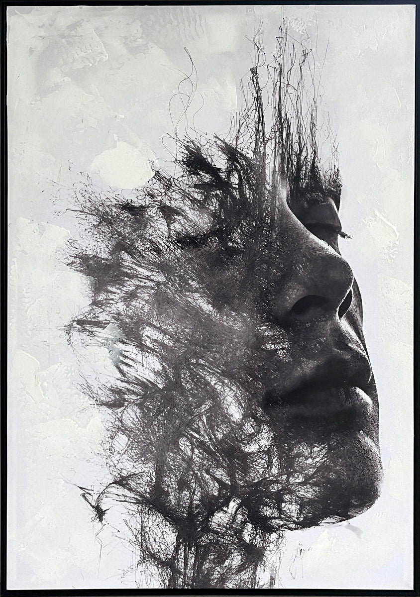Veiled Reverie Hand-Embellished Canvas In Frame - Black / White