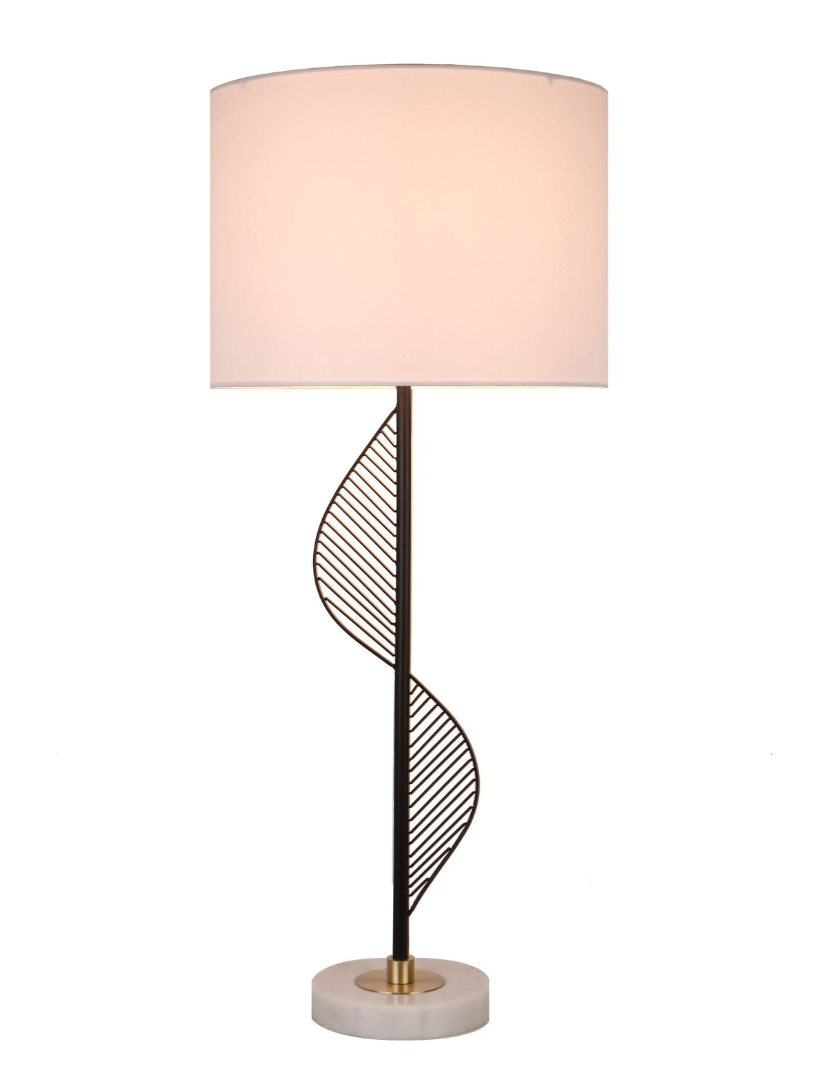 Spiral Radiance II Metal & Marble Table Lamp (Set of 2) - Matte Black / White