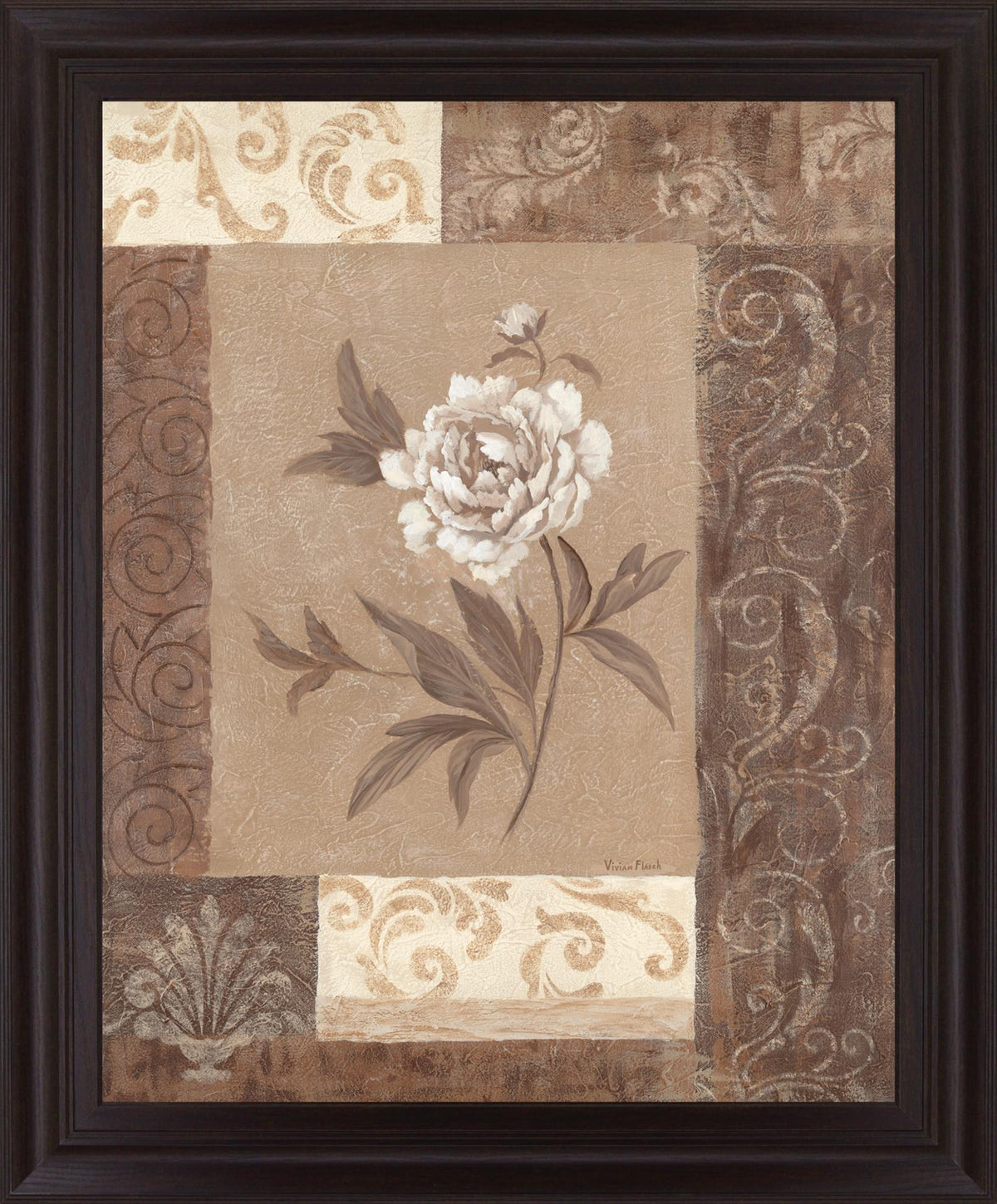 Sepia Blossom - 28" x 34" Framed Wall Art - Beige