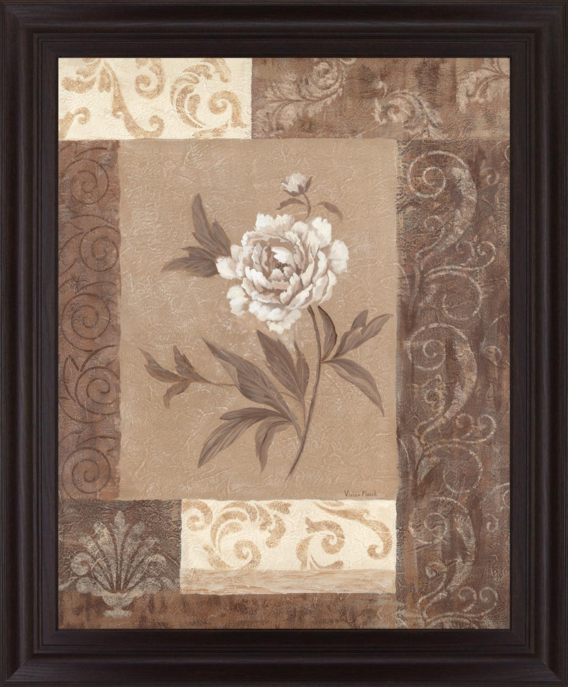 Sepia Blossom - 28" x 34" Framed Wall Art - Beige
