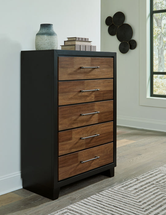 Kraeburn - Brown / Black - Five Drawer Chest