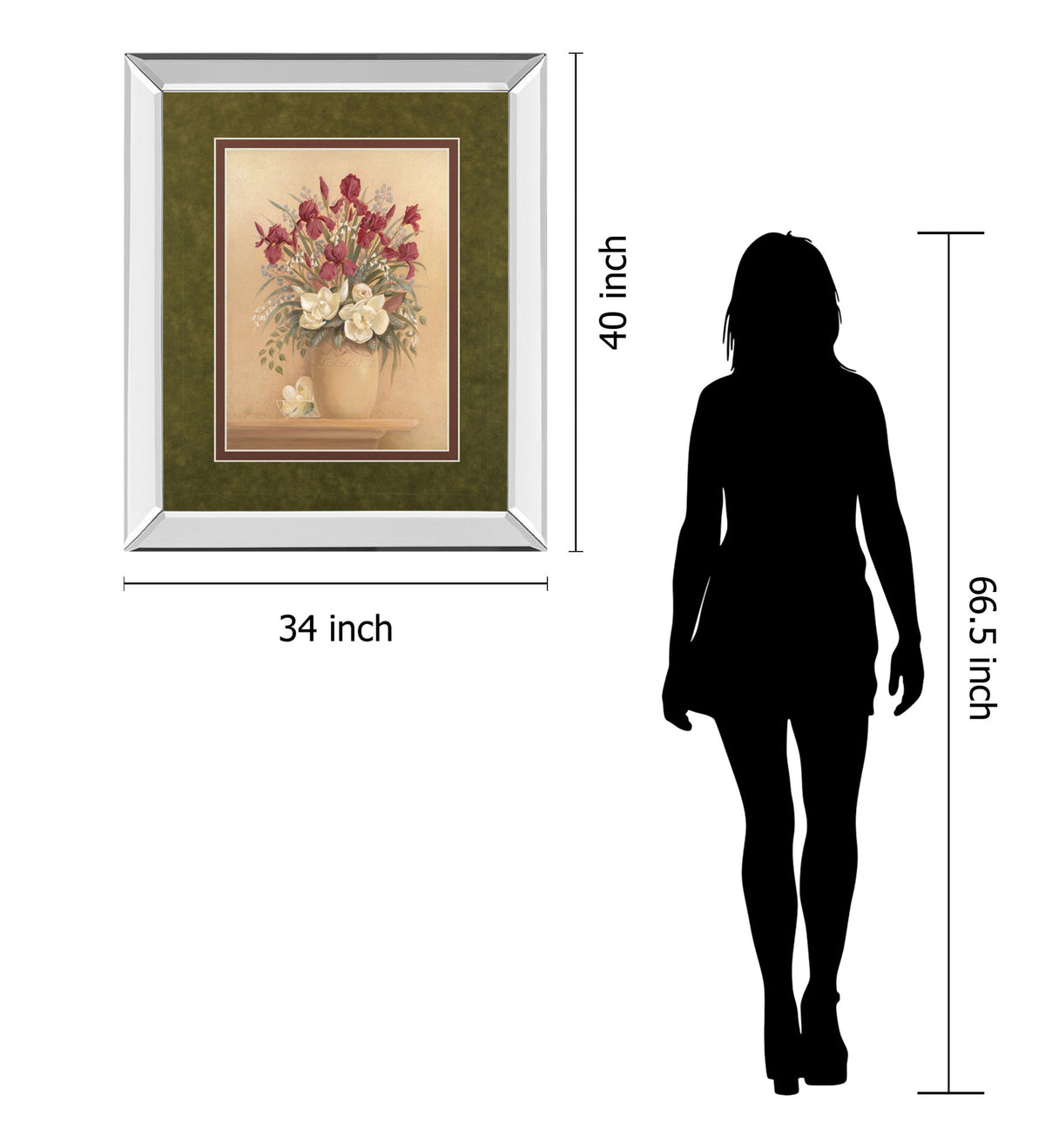 Classic Petal I By Gloria Eriksen - Mirror Framed Print Wall Art - Beige