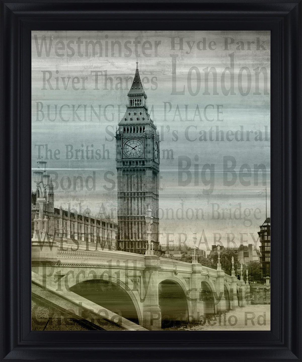 Foggy Landmark View - 28" x 34" Framed Wall Art - Gray