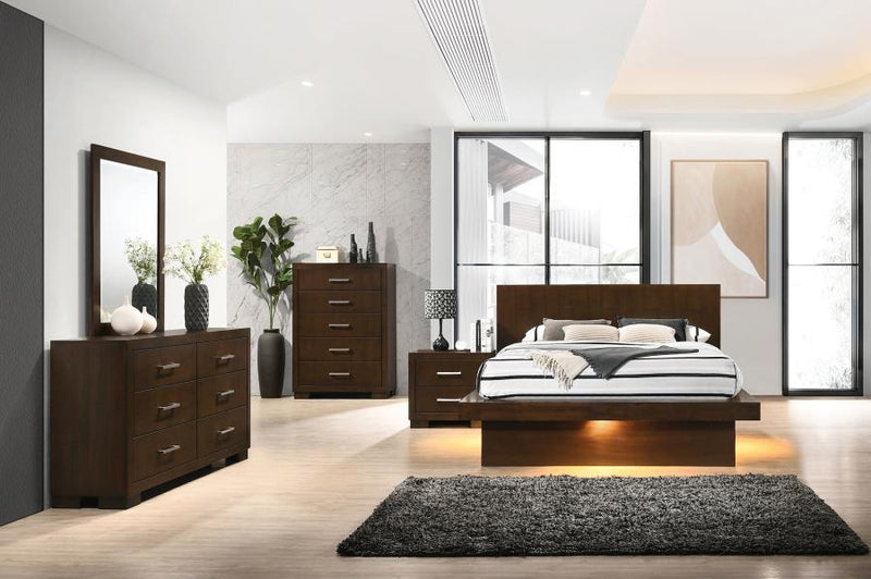 Jessica LED Bedroom Set Cappuccino Eastern King 5-piece