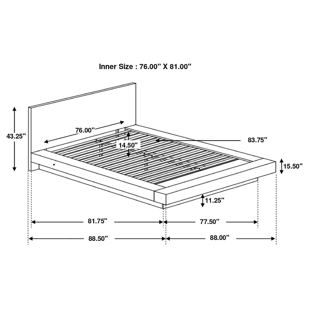Jessica Wood LED Panel Bed