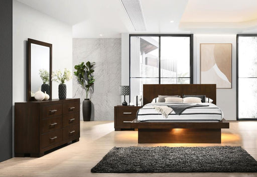 Jessica LED Bedroom Set Cappuccino Queen 4-piece