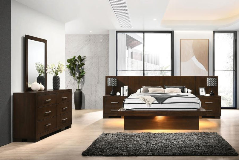Jessica LED Bedroom Set Cappuccino Queen 5-piece
