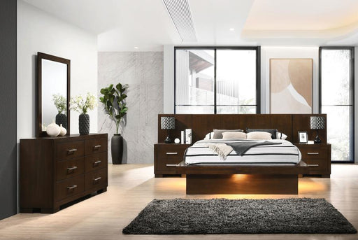 Jessica LED Bedroom Set Cappuccino Queen 5-piece
