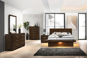 Jessica LED Bedroom Set Cappuccino Queen 5-piece