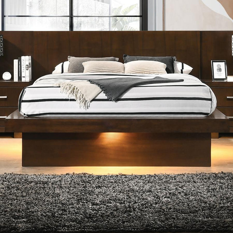Jessica Wood LED Panel Bed Cappuccino Queen