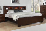 Jessica Wood LED Storage Bookcase Bed Cappuccino Eastern King