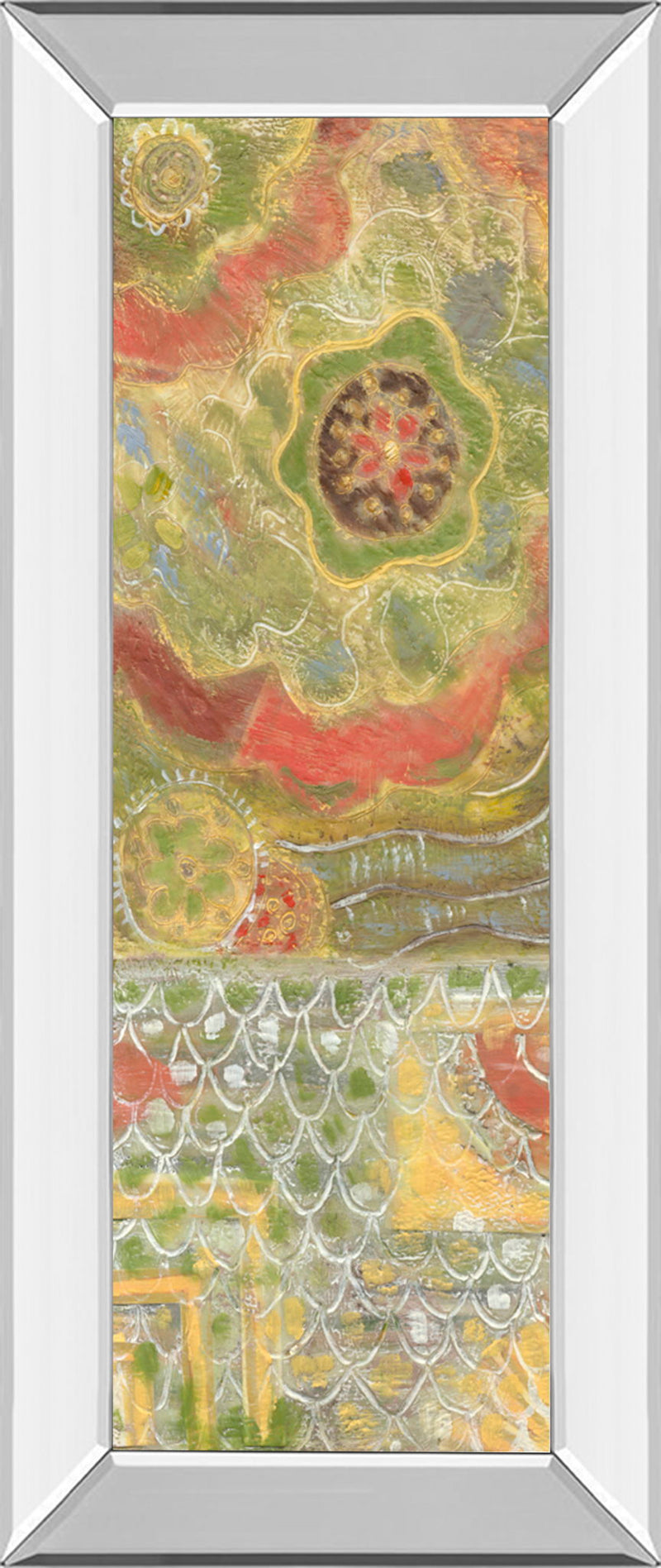 Moroccan Whimsy I By Karen Deans - Mirror Framed Print Wall Art - Green