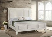 Sandy Beach Wood Panel Bed Cream White Eastern King