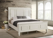 Sandy Beach Wood Panel Bed Cream White California King