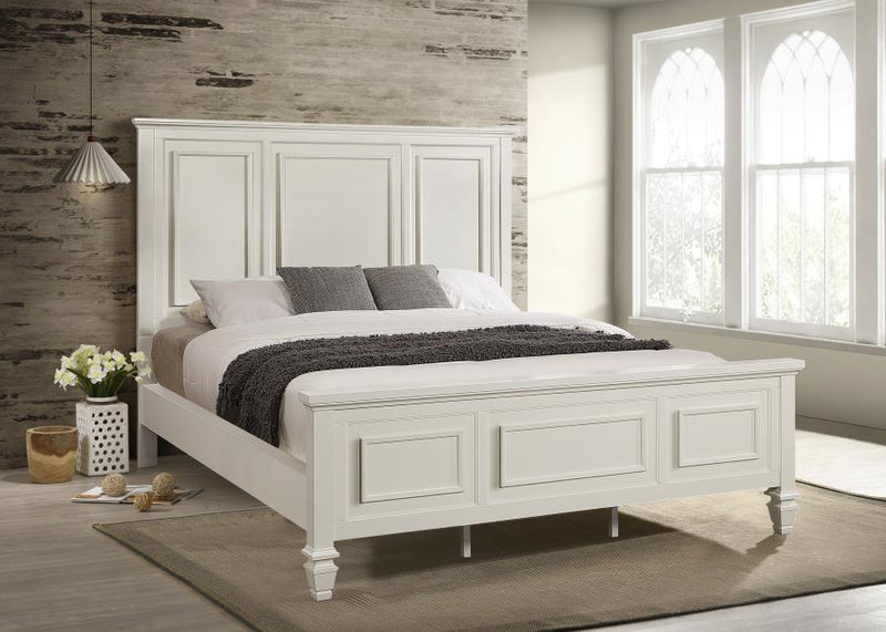 Sandy Beach Wood Panel Bed Cream White California King
